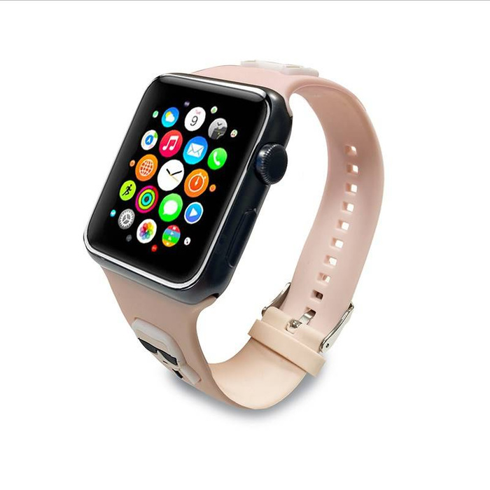 Pasek Karl Lagerfeld Pasek KLAWLSLCKP Apple Watch 42/44/45mm różowy/pink strap Silicone Karl & Choupette Heads