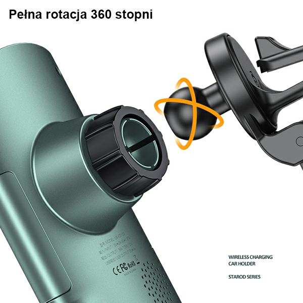 Uchwyt Indukcyjny USAMS Do Kratki Wentylacyjnej 10W Automatic Starod US-CD133 CD133ZJ01 Czarny