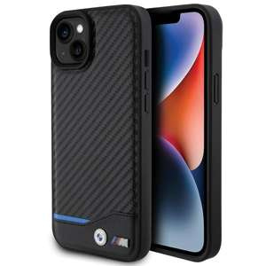 Etui BMW BMHCP15M22NBCK iPhone 15 Plus 6.7" czarny/black Leather Carbon Case