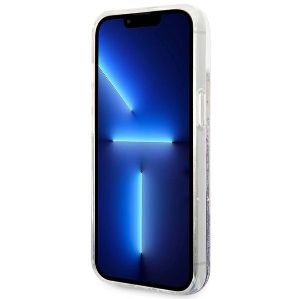 Etui GUESS Apple iPhone 14 Flower Liquid Glitter Fioletowy Hardcase