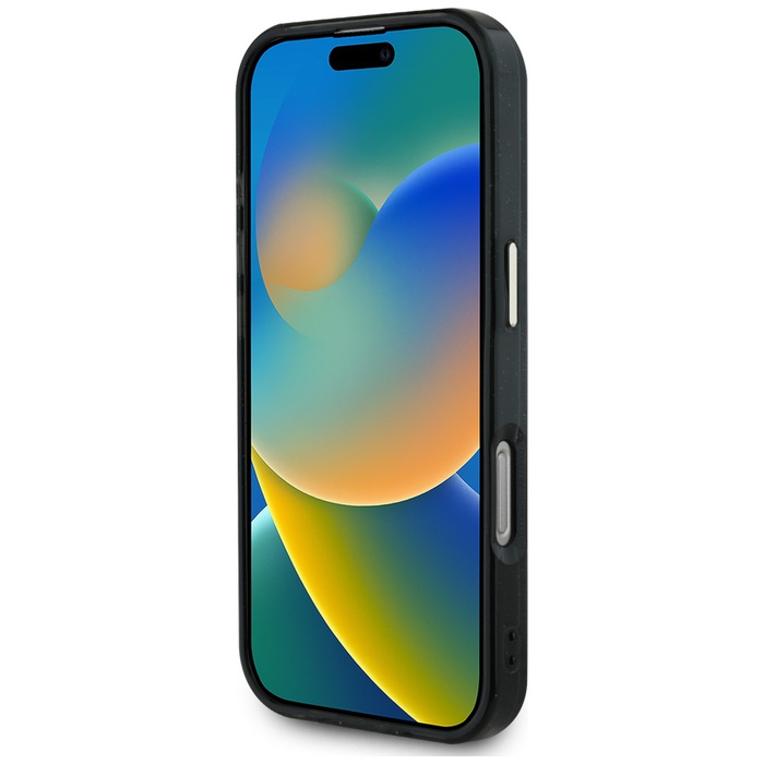 Etui Guess IML Metal Glitter 4G Circle   Triangle MagSafe do iPhone 16 Pro czarny