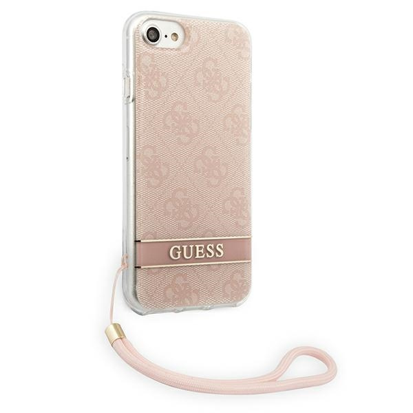 Etui GUESS Apple iPhone SE 2022 SE 2020 7 8 4G Print Strap Różowy Hardcase