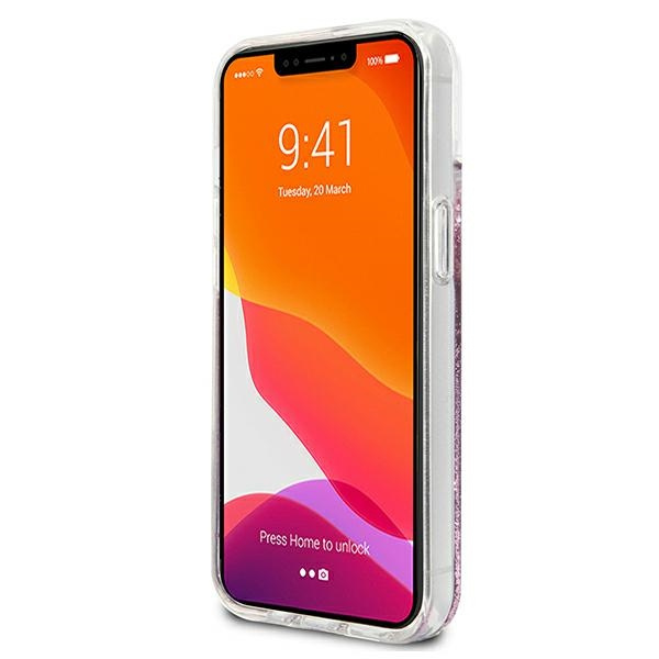 Etui GUESS Apple iPhone 13 Mini Peony Liquid Glitter Różowy Hardcase