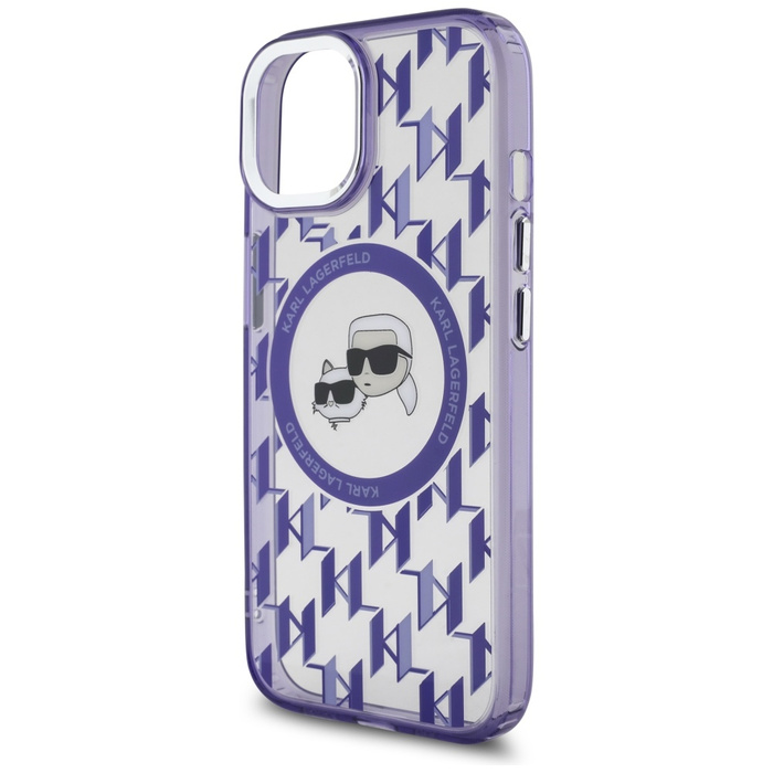 Karl Lagerfeld KLHMP15SHMCKMHU iPhone 15 6.1" fioletowy/purple IML Monogram Karl&Choupette Head MagSafe