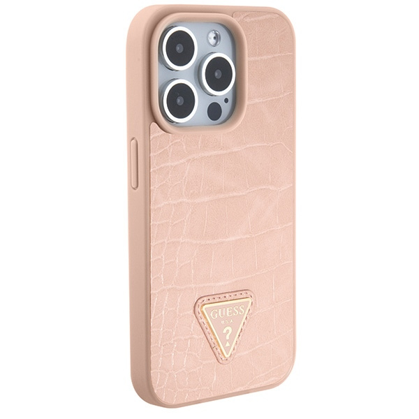 Etui Guess GUHCP15XPCRTHCP iPhone 15 Pro Max różowy/pink hardcase Croco Triangle Metal Logo Case