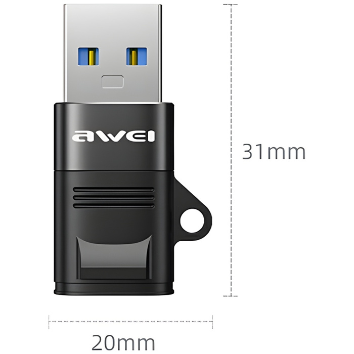 AWEI Adapter CL-13 USB-C/USB-A czarny/black
