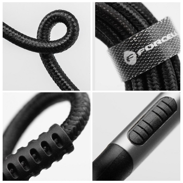 Kabel USB A do USB C Forcell F-Energy QC4.0 3A 66W Cafule 2 m C256 czarny