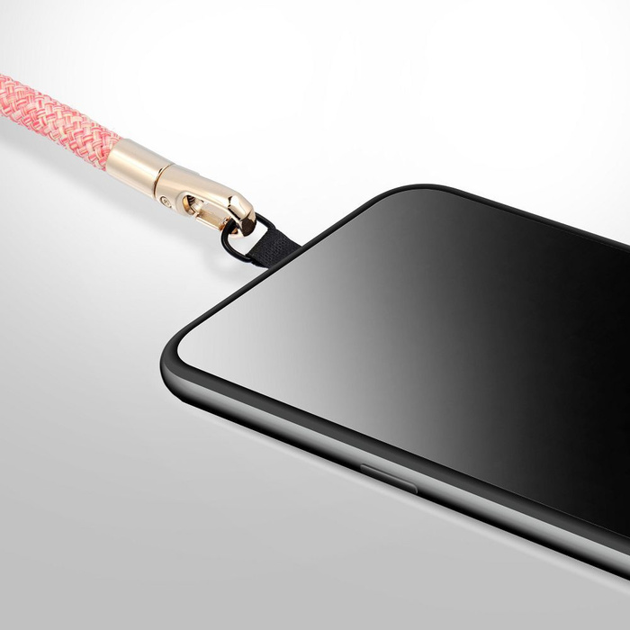 Smycz do telefonu na nadgarstek z regulacją długości Forcell F-Design L8X36 (max 18cm w pętli) różowo biała