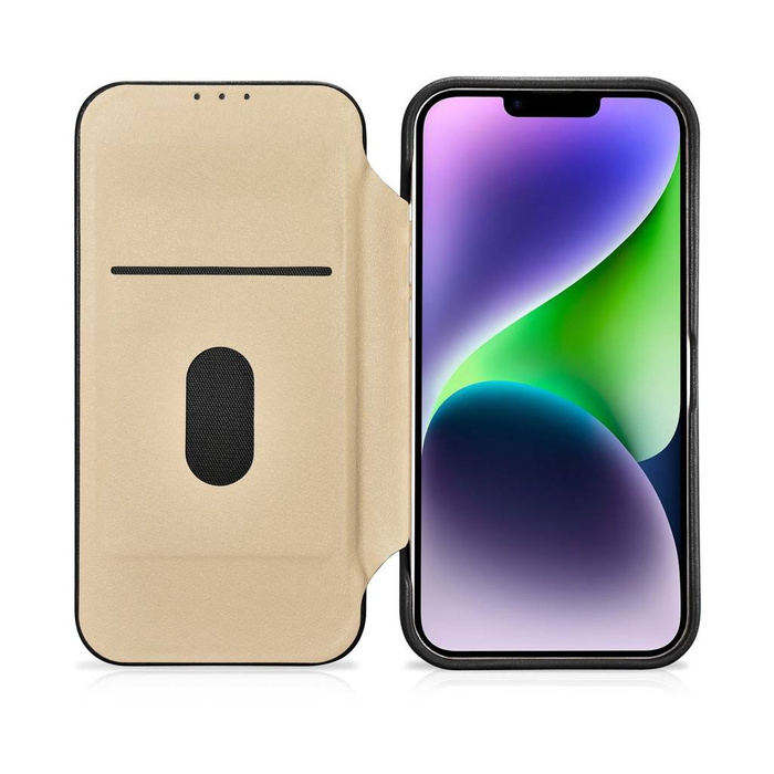 iCarer CE Premium Leather Folio Case skórzane etui iPhone 14 z klapką magnetyczne MagSafe czarny (WMI14220713-BK)