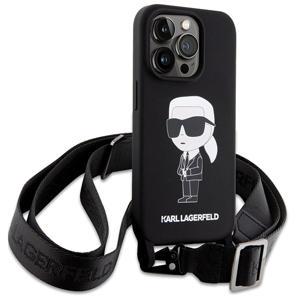 Etui Karl Lagerfeld KLHCP15XSCBSKNK iPhone 15 Pro Max 6.7" hardcase czarny/black Crossbody Silicone Ikonik Case