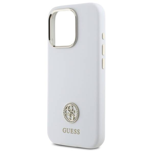 Etui Guess iPhone 16 Pro biały/white hardcase Silicone Logo Strass 4G