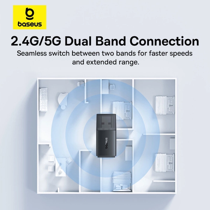 Karta sieciowa USB Baseus BS-OH170 650Mb/s 5GHz - czarna