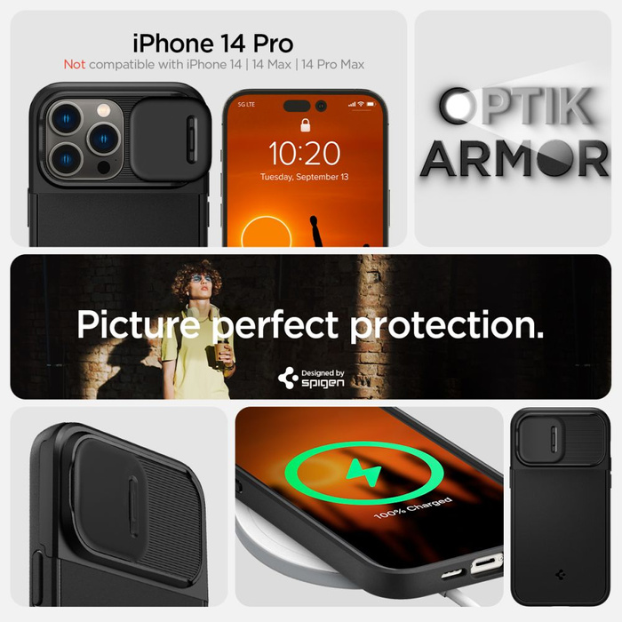 Etui Spigen iPhone 14 Pro Optik Armor Mag Magsafe Black