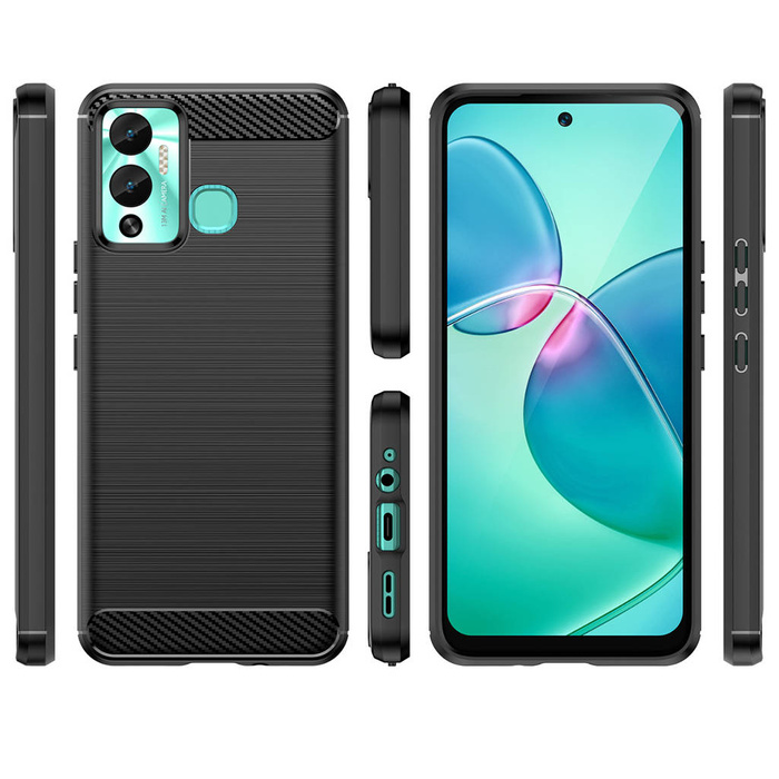 Etui Carbon Case etui do Infinix Hot 12 Play NFC / Hot 12 Play elastyczny silikonowy karbonowy pokrowiec czarne Case