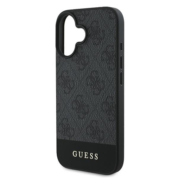 Etui Guess iPhone 16 Plus szary/grey HC PC/TPU 4G PU Bottom Stripe