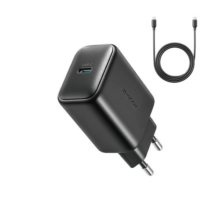 Ładowarka Joyroom JR-TCF23 sieciowa USB-C 25W SFC / PPS / PD - czarna + kabel USB-C / USB-C 1m