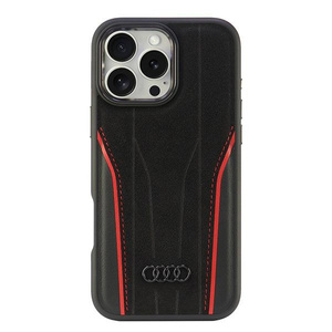Audi Genuine Leather MagSafe iPhone 16Pro Max 6.9" czarno-czerwony/black-red hardcase AU-TPUPCMIP16PM-R8/D3-RD