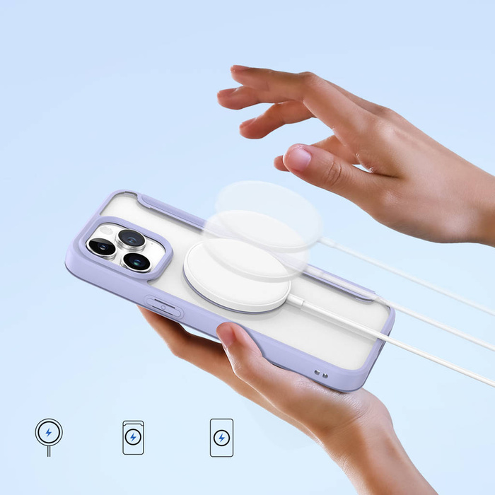 Etui iPhone 15 Pro Max magnetyczny pokrowiec MagSafe z klapką Dux Ducis Skin X Pro - fioletowe