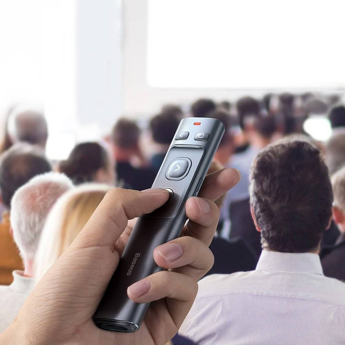 Baseus Orange Dot wskaźnik laserowy pilot do prezentacji PC z wbudowanym akumulatorem szary (WKCD000013)