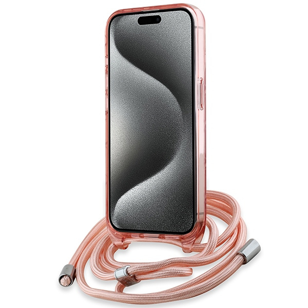 Etui Karl Lagerfeld KLHMP15SHCKCKLCP iPhone 15 / 14 / 13  6.1" różowy/pink hardcase IML Crossbody Monogram Karl & Choupette Head MagSafe