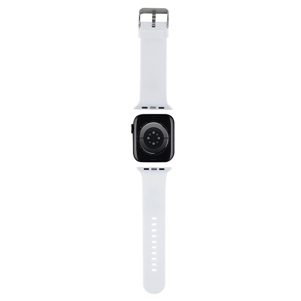 Karl Lagerfeld Pasek KLAWMSLKNH Apple Watch 38/40/41mm biały/white strap 3D Rubber Karl Head 