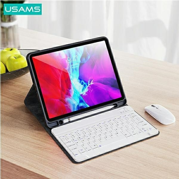 Etui USAMS Apple iPad 8 9.7 Winro Z Klawiaturą Biała Klawiatura Cover White Keyboard Zielony Case