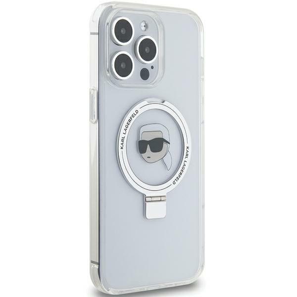 Etui Karl Lagerfeld KLHMP15XHMRSKHH iPhone 15 Pro Max 6.7" biały/white hardcase Ring Stand Karl Head MagSafe Case