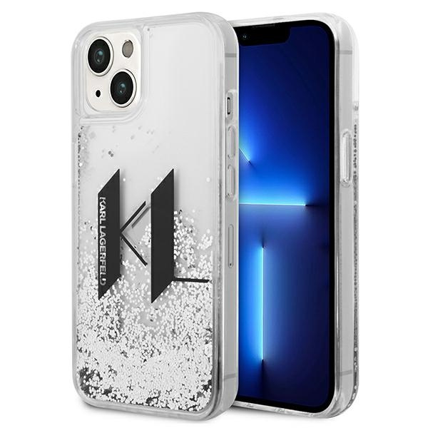 Etui KARL LAGERFELD Apple iPhone 14 Liquid Glitter Big KL Srebrny Hardcase