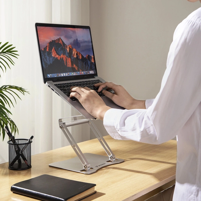 Podstawka pod laptopa Wozinsky WRS-CPY75DSS aluminiowa + Gratis! podstawka do smartfona - srebrna