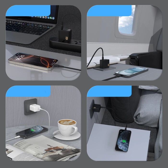 Ładowarka sieciowa Dudao A28C 45W GaN + kabel USB-C - biała