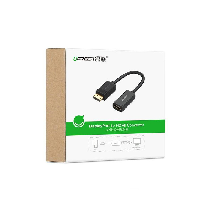 Ugreen przejściówka kabel przewód z DisplayPort (męski) na HDMI (żeński) (jednokierunkowy) 4K 30Hz 12bit czarny (40363)