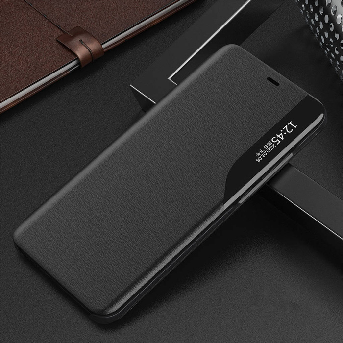 Eco Leather View Case elegancki futerał etui z klapką i funkcją podstawki iPhone 13 Pro Max czarny