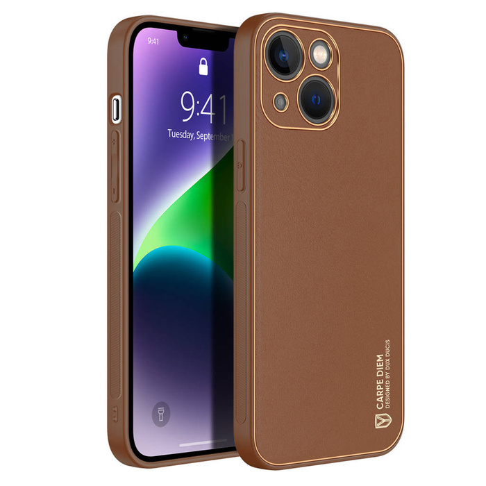 Dux Ducis Yolo etui iPhone 14 Plus elegancki pokrowiec ze skóry ekologicznej brązowy