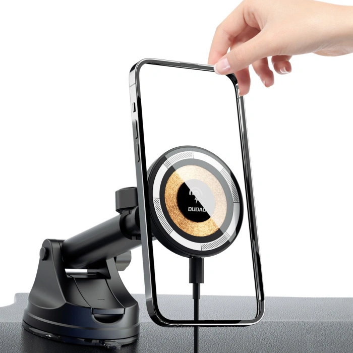 Uchwyt samochodowy Dudao F12MAX+ z ładowarką bezprzewodową 15W kompatybilny z Magsafe - czarny