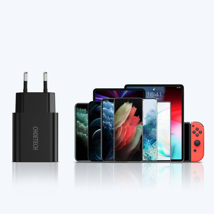 Choetech szybka ładowarka sieciowa Quick Charge 3.0 18W 3A + kabel USB - USB Typ C 1m czarny (Q5003)