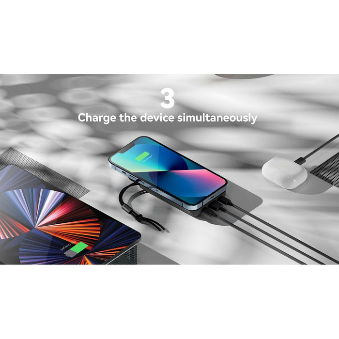 VEGER powerbank 10000 mAh z ładowaniem indukcyjnym kompatybilny z MagSafe PD QC3.0 2A 20W MagOn (VP1151 / W1151) biały