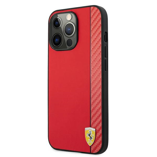 Etui FERRARI Apple iPhone 13 Pro Max On Track Carbon Stripe Czerwony Hardcase