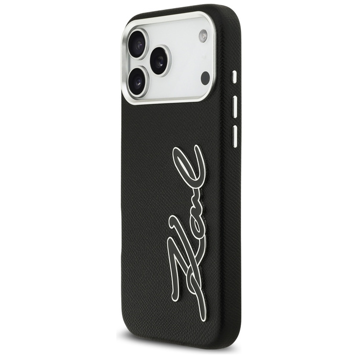 Etui Karl Lagerfeld FW Grained Signature Logo do iPhone 17 Pro Max czarny