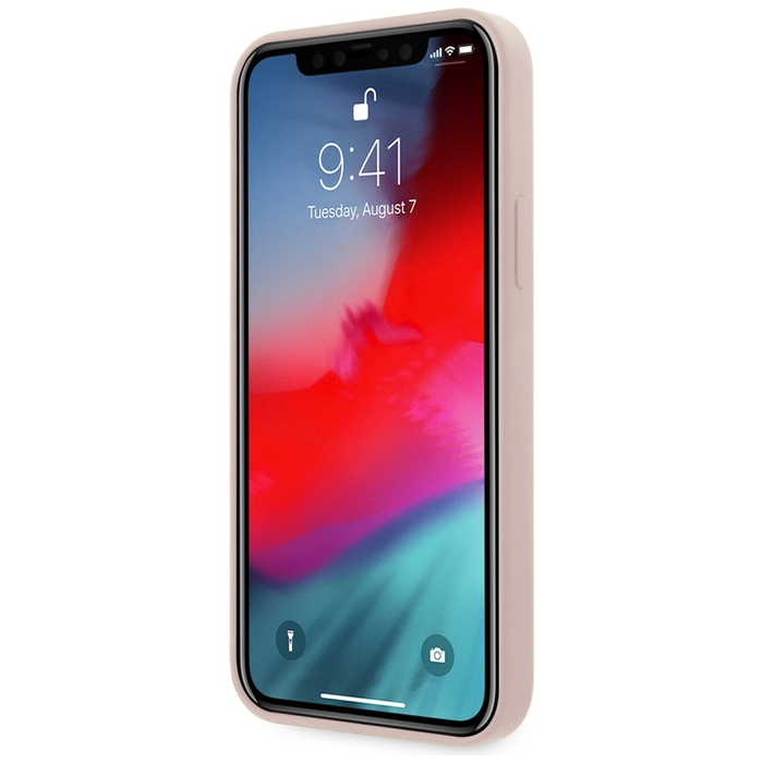 Etui GUESS Apple iPhone 12 Mini Silicone Script Gold Logo Jasnoróżowy Hardcase