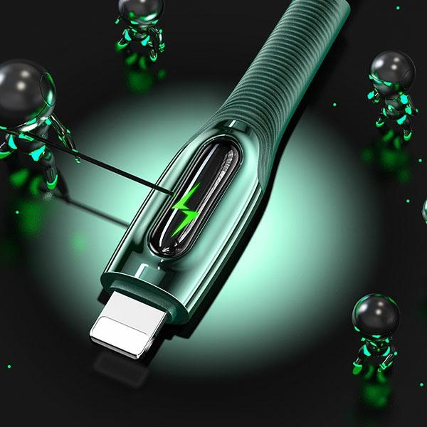 USAMS Kabel pleciony USB-C na Lightning Smart Power-off 20W PD Cable1.2m ciemny zielony/dark green SJ518USB02 (US-SJ518)