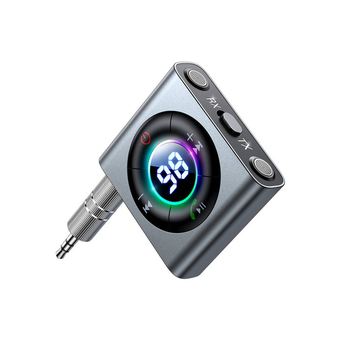 Joyroom transmiter Bluetooth AUX (nadajnik / odbiornik) do samochodu, telewizora szary (JR-CB2)