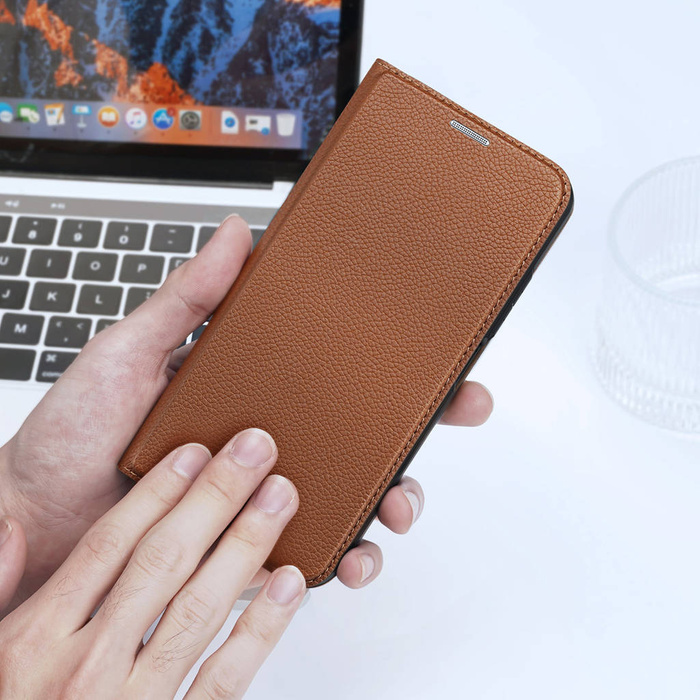 Etui Dux Ducis Skin X2 etui do Xiaomi Redmi Note 12 5G / Poco X5 5G pokrowiec z klapką portfel podstawka brązowe Case