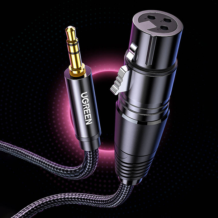 Ugreen kabel audio 3.5mm mini jack (męski) - XLR (żeński) 1m czarny (AV182)