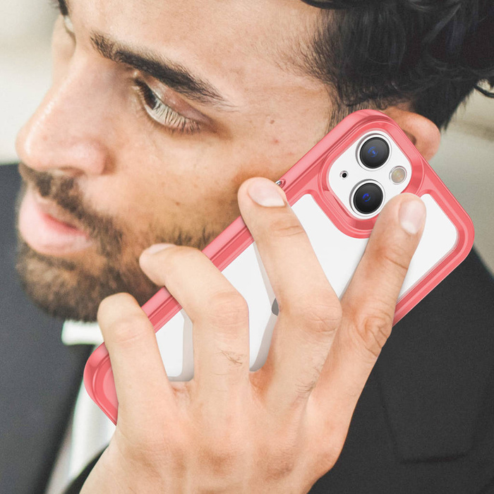 Outer Space Case etui iPhone 14 Plus sztywny pokrowiec z żelową ramką czerwony