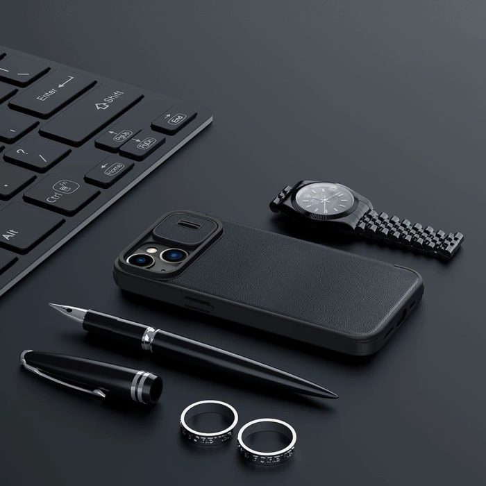 Nillkin Qin Cloth Pro Case etui do iPhone 14 osłona na aparat kabura pokrowiec obudowa z klapką szary