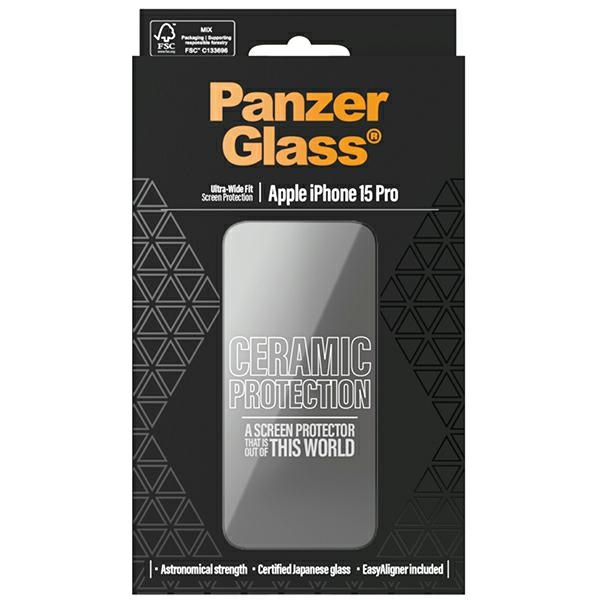 PanzerGlass Ceramic Protection iPhone 15Pro 6.1" Ultra-Wide-Fit Screen Protection Easy Aligner Included 2838