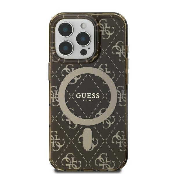 Etui Guess iPhone 16 Pro Max 6.9" brązowy/brown hardcase IML 4G Background MagSafe