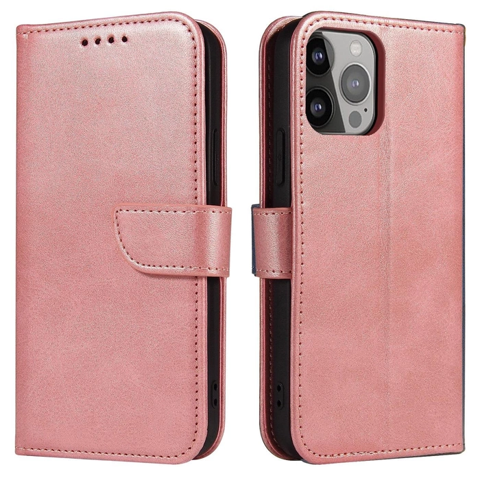 Magnet Case elegancki futerał etui pokrowiec z klapką i funkcją podstawki iPhone 14 różowy