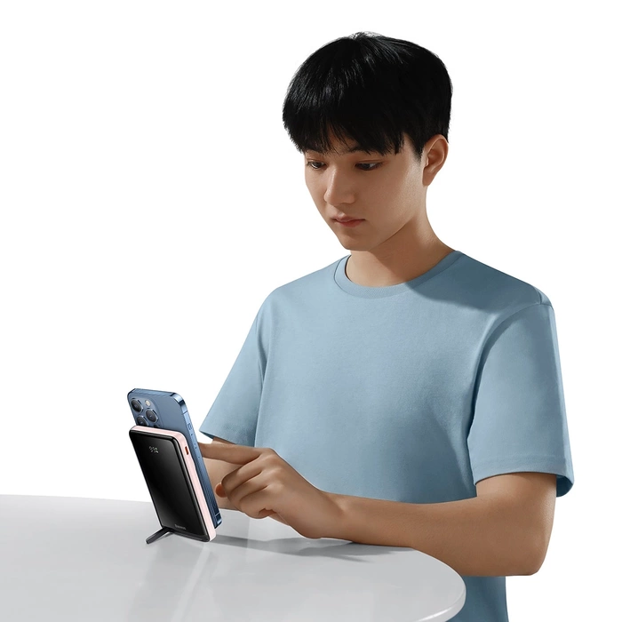 [PO ZWROCIE] Powerbank Baseus Magnetic Bracket z MagSafe 10000mAh 20W z kablem USB-C 0.5m Różowy