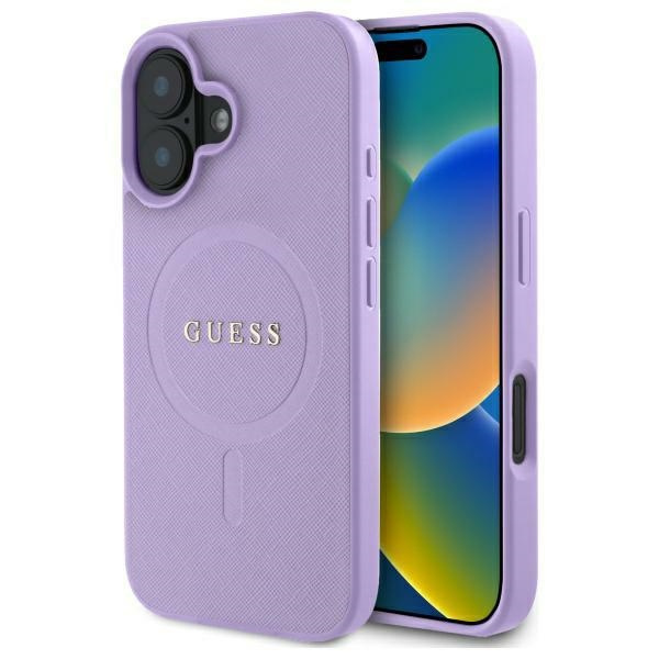 Etui Guess iPhone 16 16 6.1" fioletowy/purple hardcase Saffiano MagSafe